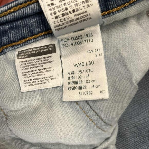 Levis 505 Mens Size 40x26.5 Medium Wash Distressed Stain Straight Jeans Grunge - Picture 6 of 13